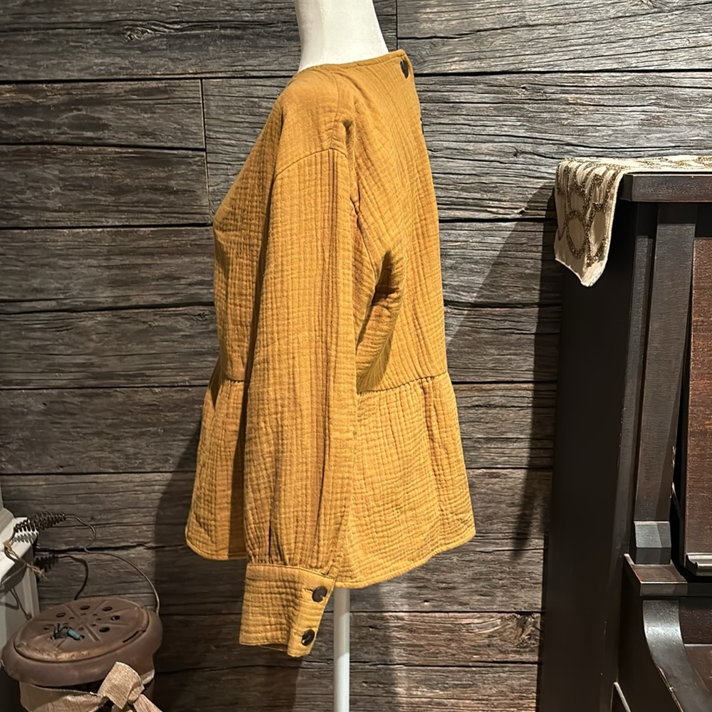 Madewell Mustard Peplum Long-Sleeve Top - Picture 4 of 10